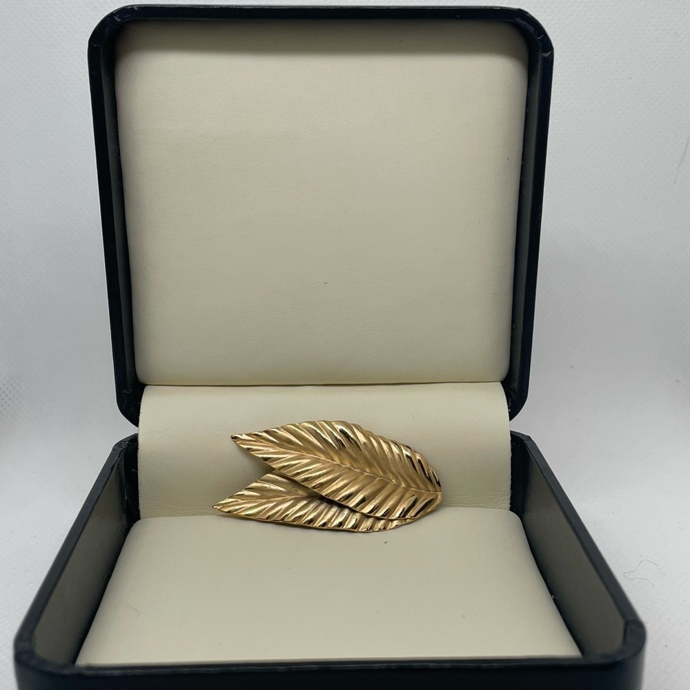 Vintage Jewelry Napier Gold Leaf Duette Brooch